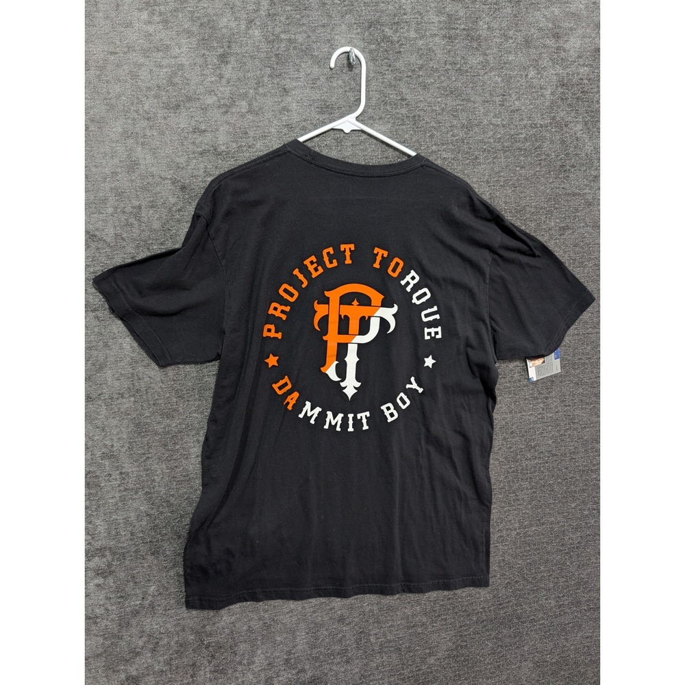 Project Torque Dammit Boy Graphic T-Shirt Mens XL Black Orange Short Sleeve PT
